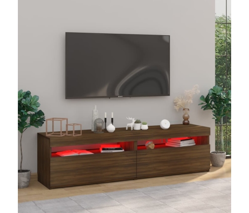 vidaXL Mueble de TV con luces LED 2 uds roble marrón 75x35x40 cm