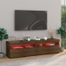 vidaXL Mueble de TV con luces LED 2 uds roble marrón 75x35x40 cm