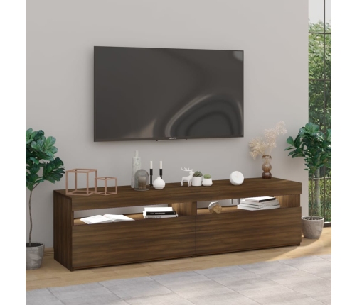 vidaXL Mueble de TV con luces LED 2 uds roble marrón 75x35x40 cm