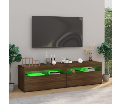 vidaXL Mueble de TV con luces LED 2 uds roble marrón 75x35x40 cm