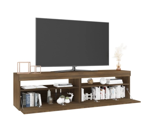 vidaXL Mueble de TV con luces LED 2 uds roble marrón 75x35x40 cm