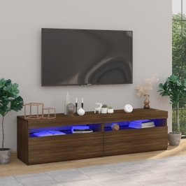 Mueble de TV con luces LED 2 uds roble marrón 75x35x40 cm
