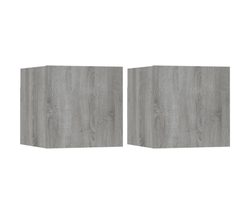 Muebles para TV de pared 2 uds gris Sonoma 30,5x30x30 cm