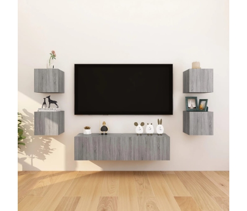 Muebles para TV de pared 2 uds gris Sonoma 30,5x30x30 cm