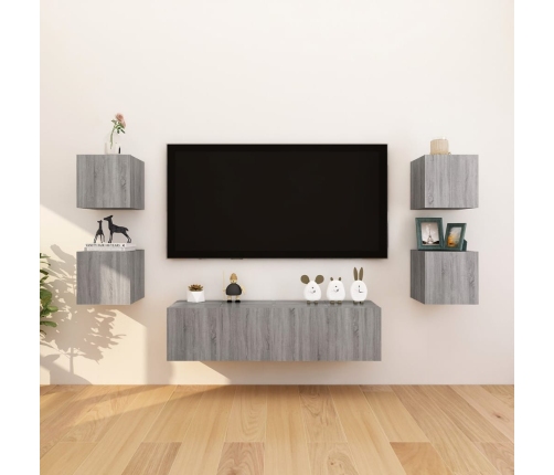 Muebles para TV de pared 4 uds gris Sonoma 30,5x30x30 cm