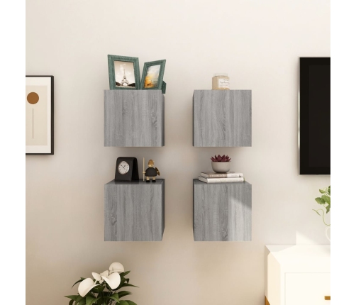 Muebles para TV de pared 4 uds gris Sonoma 30,5x30x30 cm