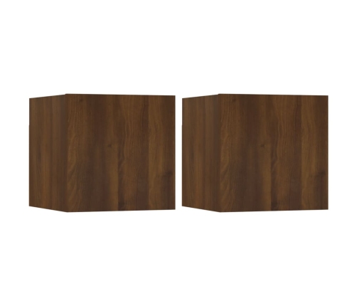 vidaXL Muebles para TV de pared 2 uds roble marrón 30,5x30x30 cm