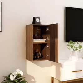 Muebles para TV de pared 2 uds roble marrón 30,5x30x30 cm