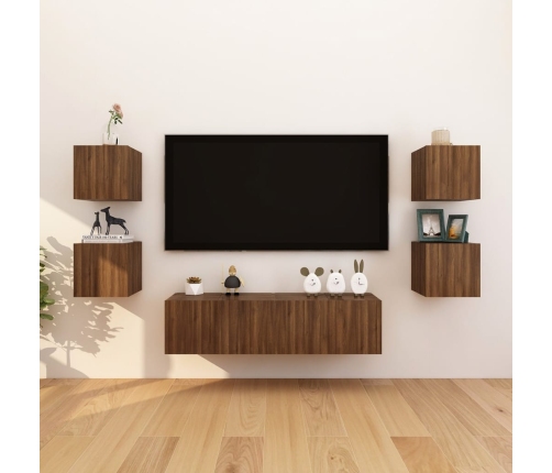 Muebles para TV de pared 4 uds roble marrón 30,5x30x30 cm