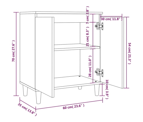 Aparador de madera contrachapada gris Sonoma 60x35x70 cm