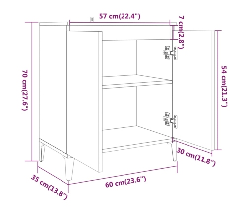 Aparador de madera contrachapada gris Sonoma 60x35x70 cm