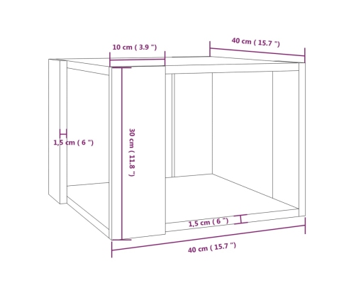 Mesa de centro madera contrachapada roble ahumado 40x40x30 cm