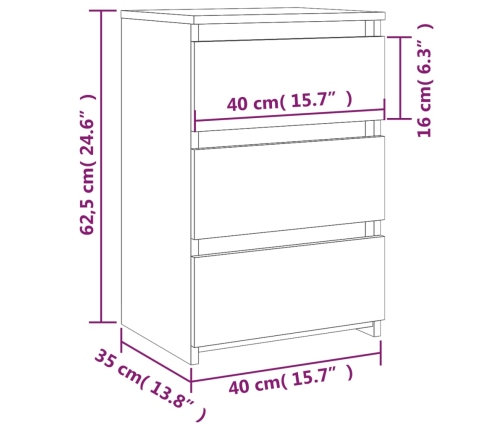 vidaXL Mesita de noche madera contrachapada roble ahumado 40x35x62,5cm