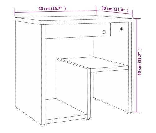 vidaXL Mesitas de noche 2 uds contrachapado gris Sonoma 40x30x40 cm