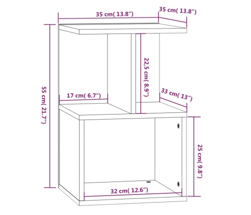 Mesita de noche madera contrachapada roble ahumado 35x35x55 cm