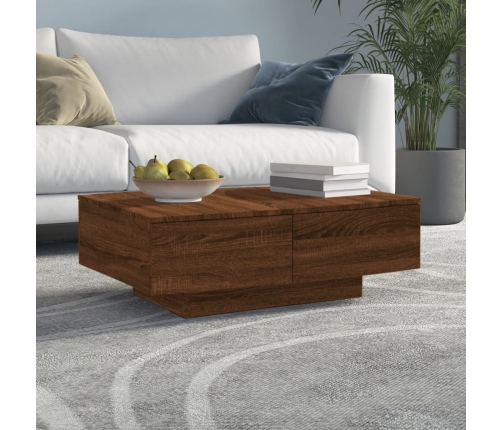 Mesa de centro madera contrachapada roble marrón 90x60x31 cm