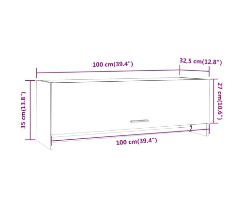 Armario madera contrachapada color roble ahumado 100x32,5x35 cm