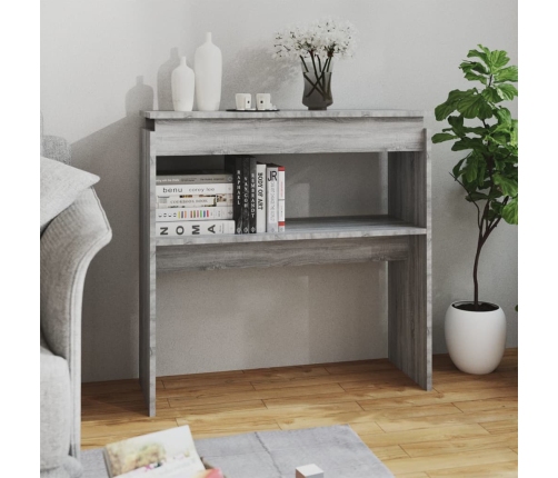 Mesa consola madera contrachapada gris Sonoma 80x30x80 cm