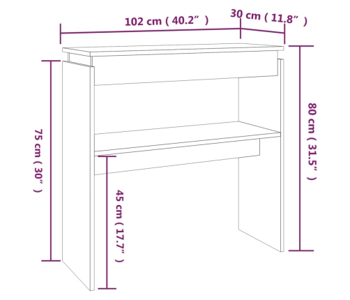 Mesa consola madera contrachapada roble ahumado 102x30x80 cm