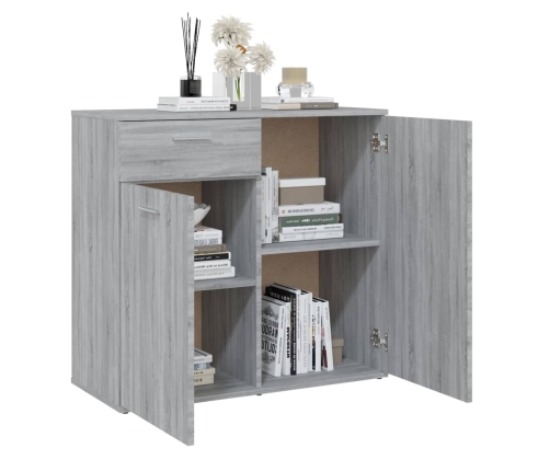 Aparador de madera contrachapada gris Sonoma 80x36x75 cm