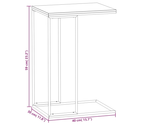 Mesa auxiliar de madera contrachapada blanco 40x30x59 cm