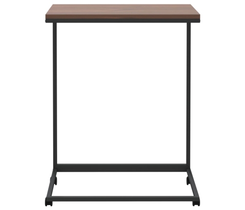 Mesa auxiliar con ruedas madera de ingeniería negra 55x35x70 cm