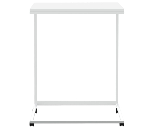 Mesa auxiliar con ruedas de contrachapado blanco 55x35x70 cm