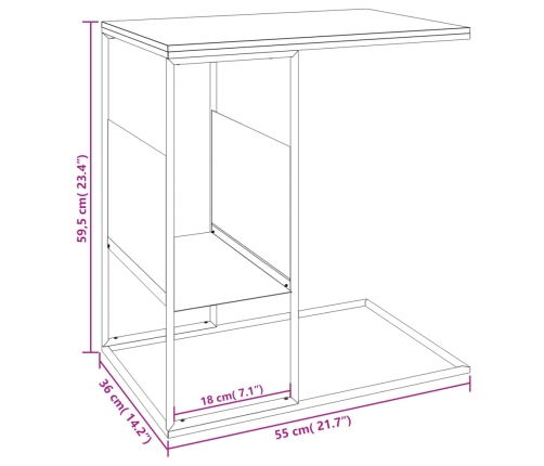 Mesa auxiliar de madera contrachapada negro 55x36x59,5 cm