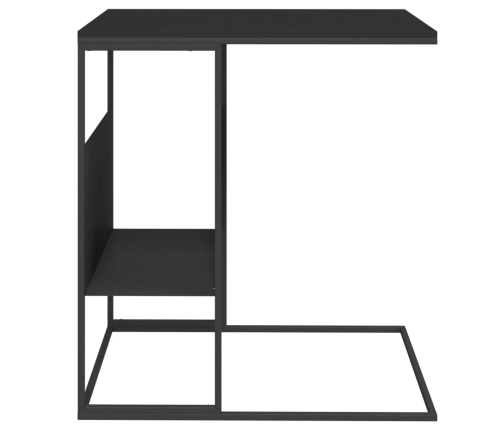 vidaXL Mesa auxiliar de madera contrachapada negra 55x36x59,5 cm