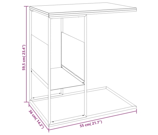 vidaXL Mesa auxiliar de madera contrachapada negra 55x36x59,5 cm