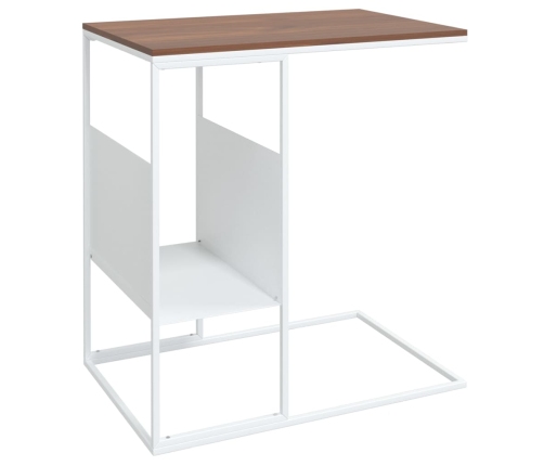 Mesa auxiliar de madera contrachapada blanca 55x36x59,5 cm