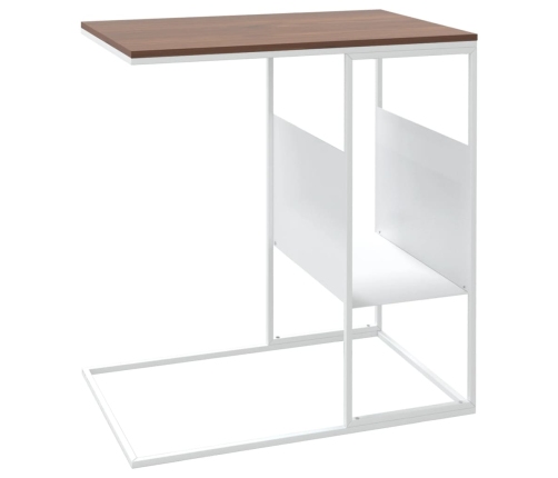 Mesa auxiliar de madera contrachapada blanca 55x36x59,5 cm