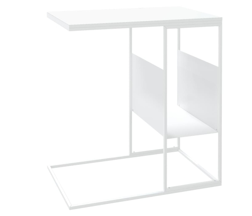 Mesa auxiliar de madera contrachapada blanco 55x36x59,5 cm