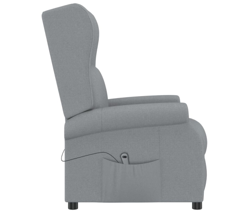 Sillón orejero reclinable eléctrico de tela gris claro