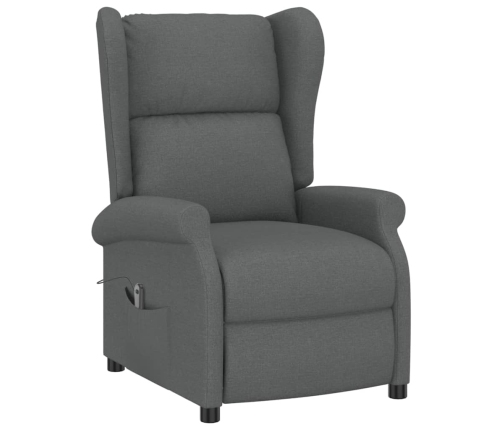 Sillón orejero reclinable eléctrico de tela gris oscuro