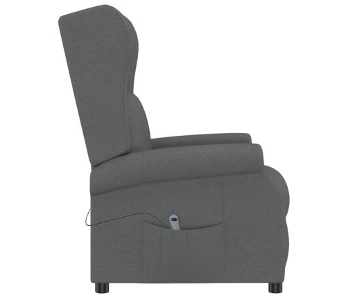 Sillón orejero reclinable eléctrico de tela gris oscuro