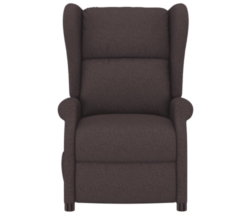 Sillón orejero reclinable eléctrico de tela marrón oscuro