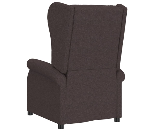 Sillón orejero reclinable eléctrico de tela marrón oscuro