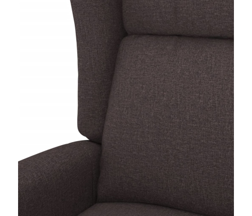 Sillón orejero reclinable eléctrico de tela marrón oscuro