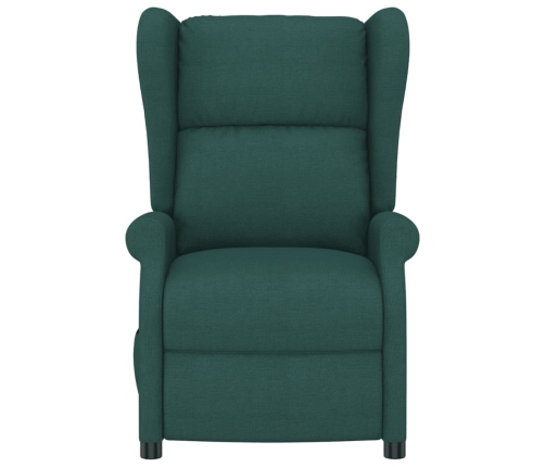 Sillón orejero reclinable eléctrico de tela verde oscuro