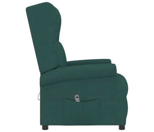 Sillón orejero reclinable eléctrico de tela verde oscuro