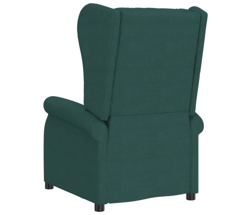 Sillón orejero reclinable eléctrico de tela verde oscuro