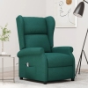 Sillón orejero reclinable eléctrico de tela verde oscuro