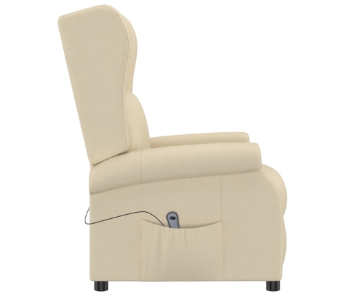 Sillón orejero reclinable eléctrico tela blanco crema