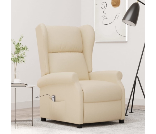 Sillón orejero reclinable eléctrico tela blanco crema