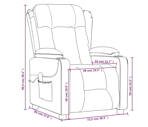 Sillón reclinable eléctrico tela gris claro