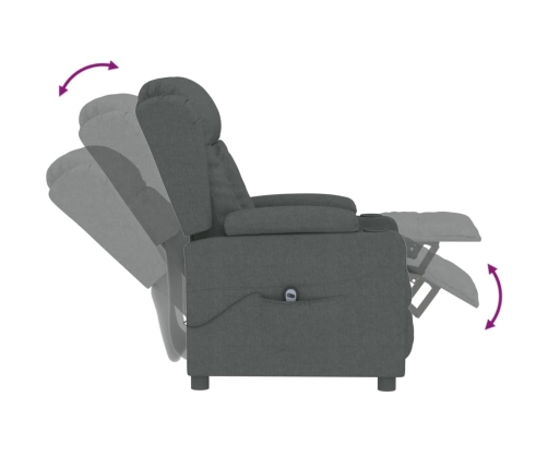 Sillón reclinable eléctrico de tela gris oscuro