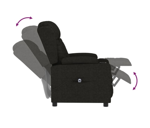 Sillón reclinable eléctrico de tela negro