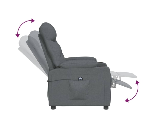 Sillón reclinable eléctrico de tela gris oscuro