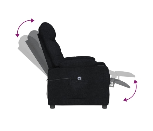 Sillón reclinable eléctrico de tela negro